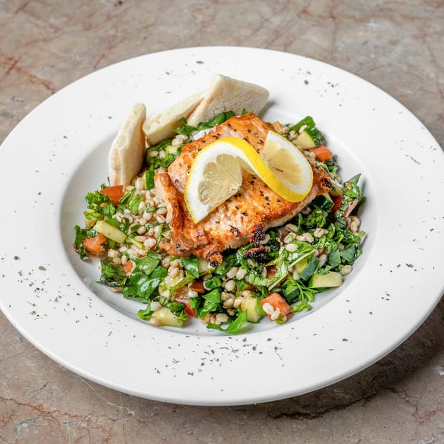 Seared Salmon Barley.